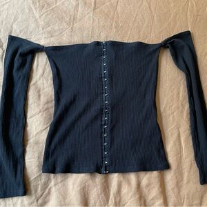 Reformation Black Off-Shoulder Top